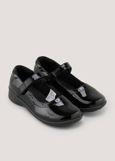 Girls Black Patent Scuff Resistant School Shoes (Younger 9-Older 3) - Size 8 infants