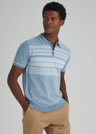 Blue Textured Polo Shirt