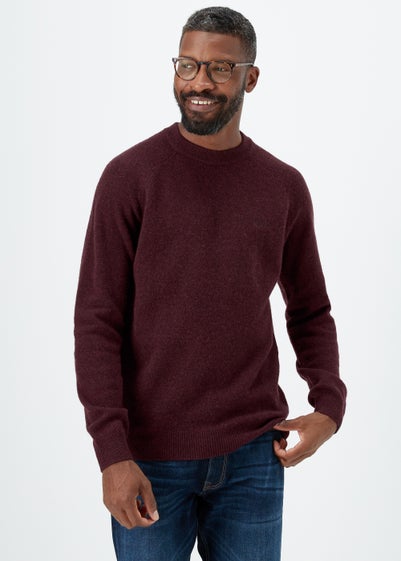 Lincoln Burgundy 100% Lambswool Crewneck Jumper