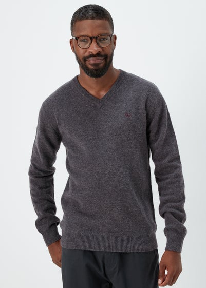 Lincoln Charcoal 100% Lambswool V Neck Jumper