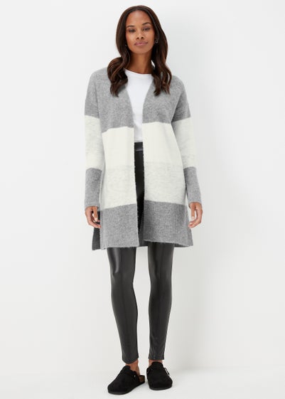 Grey Marl Colour Block Cardigan