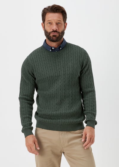 Lincoln Green Mock Shirt Cable Knit  Jumper