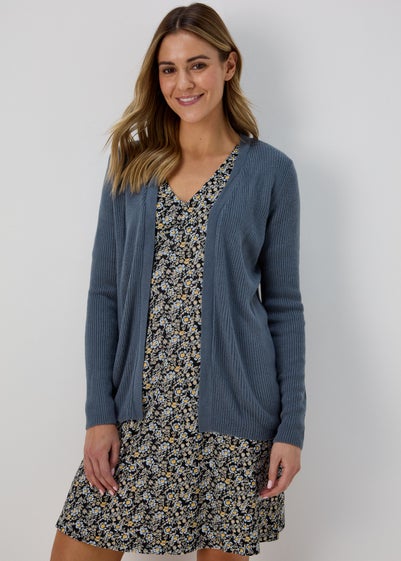 Blue Super Soft Ribbed Cardigan