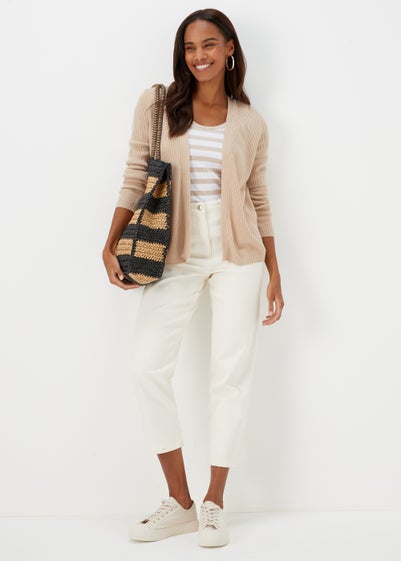 Beige Super Soft Ribbed Cardigan