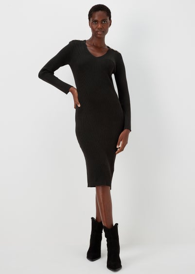 Et Vous Black Knitted Button Dress