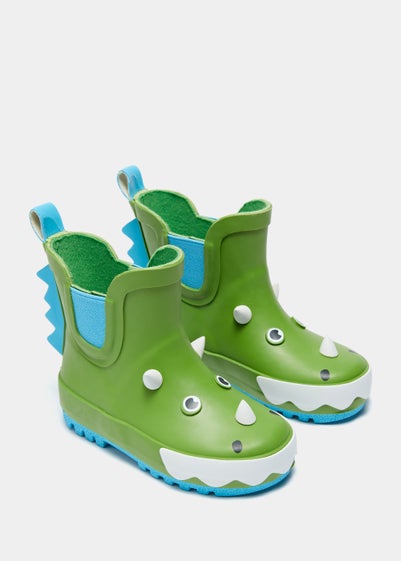 Kids Green Dinosaur Wellies (Younger 4-12) - Size 4 Infants