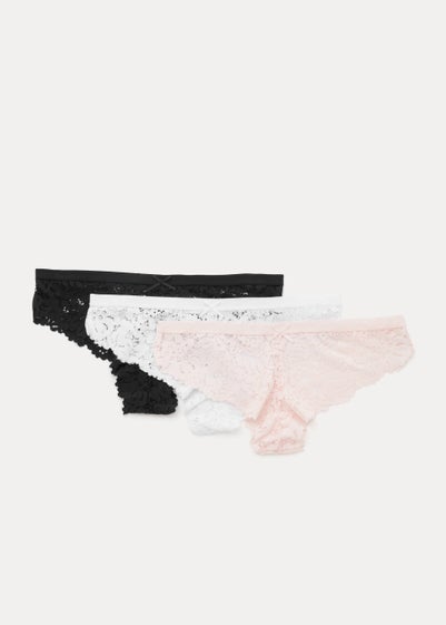 3 Pack Multicoloured Lace Brazilian Knickers