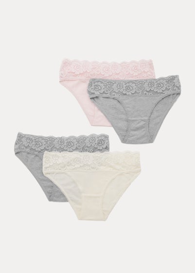 4 Pack Multicoloured Lace Trim Knickers