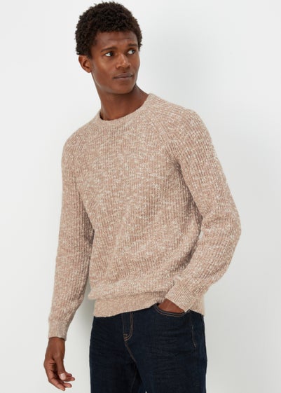 Ecru Slub Crew Neck Jumper