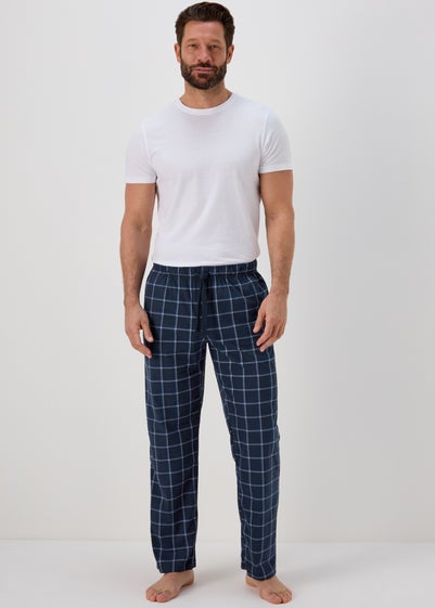 Blue Check Fleece Pyjama Bottoms