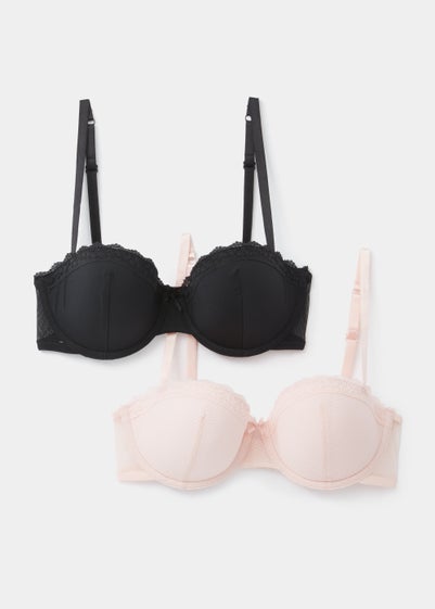 2 Pack Padded Underwired Balcony Bras - 32A
