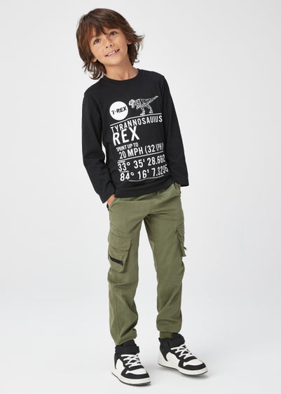 Boys Black Dinosaur Text Long Sleeve T-Shirt (4-13yrs)