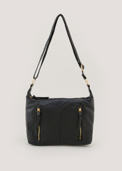 Black Washed Slouch Cross Body Bag - One Size
