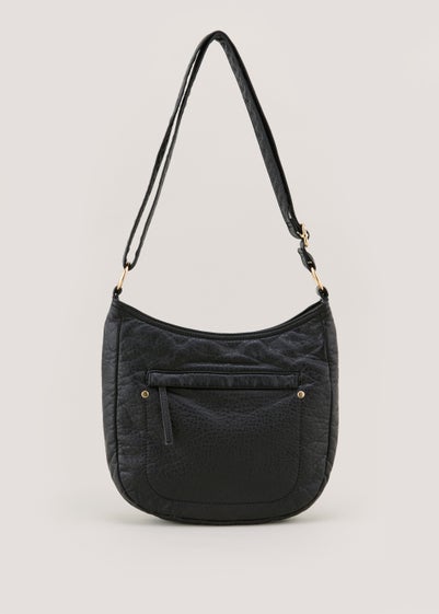 Black Washed PU Messenger Bag - One Size
