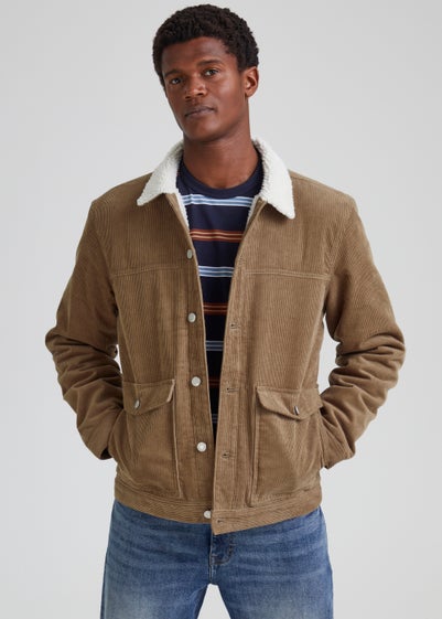 Men Sherpa Lined Faux Suede Leather Trucker Jacket Button Down Lapel Bomber  Jackets Winter Warm Fleece Lined Coats Outwear at Amazon Men's Clothing  store