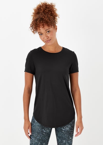 Souluxe Black Longline Sports T-Shirt - Small