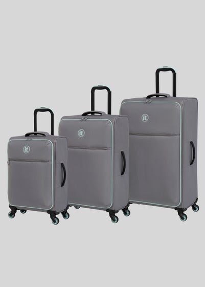 IT Luggage Grey Soft Shell Suitcase