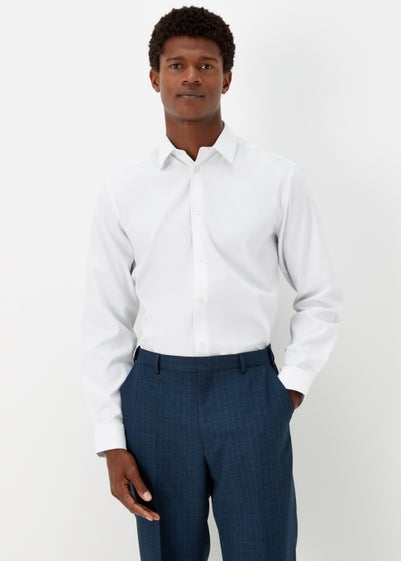 Taylor & Wright White Textured Regular Fit Shirt - 15.5 Collar