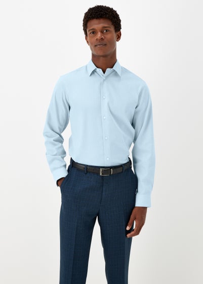 Taylor & Wright Blue Textured Regular Fit Shirt - 15 Collar