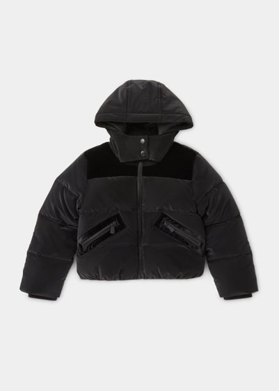 Girls Black Short Padded Coat (7-15yrs)