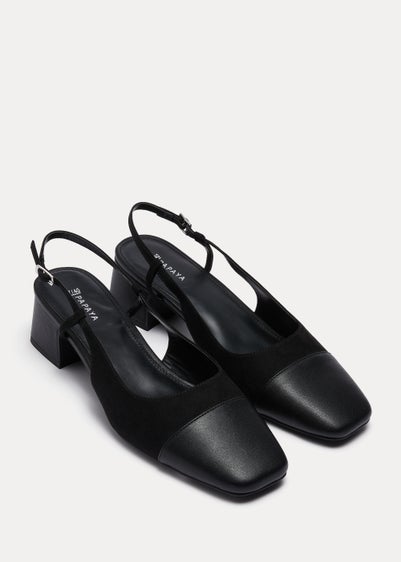 Black Toe Cap Block Heels - Size 4
