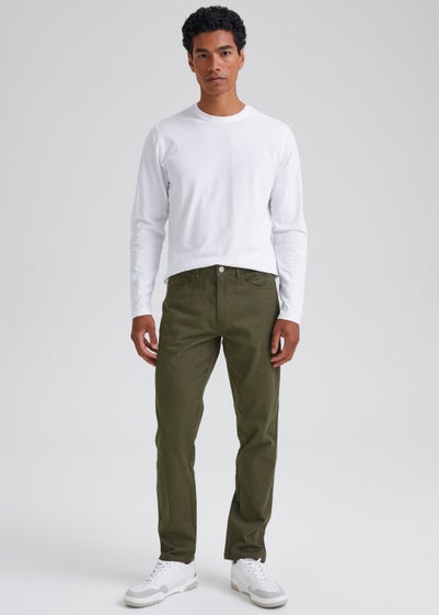 Khaki Textured Chino Trousers