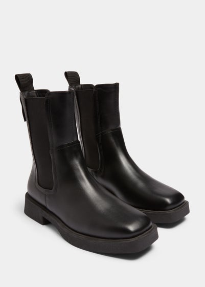 Black Square Toe Chelsea Boots