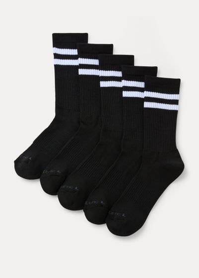 US Athletic 5 Pack Black Sports Socks - Sizes 6 - 8.5