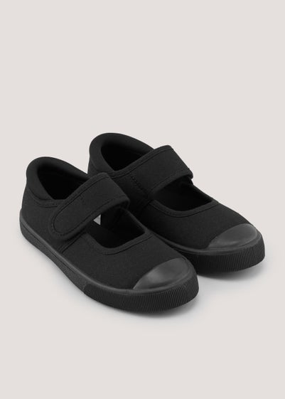 Kids Black Mary Jane Plimsoll Shoes (Younger 7-Older 3) - Size 7 Infants