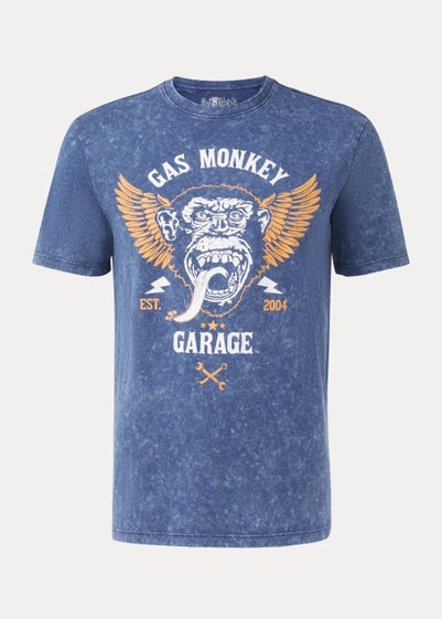Navy Gas Monkey Print T-Shirt - Small