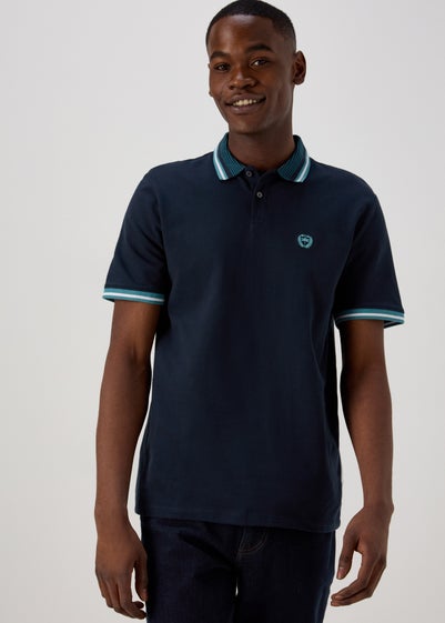 Navy Tipped Polo Shirt - Small