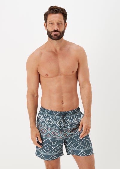 Navy Tribal Print Swim Shorts