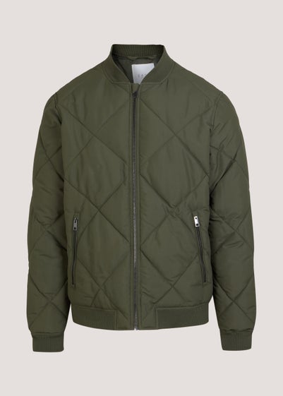 Khaki Quilted Bomber Jacket