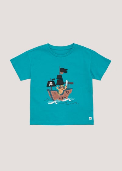 Boys Teal 3D Boat T-Shirt (9mths-6yrs) - Age 9 - 12 Months
