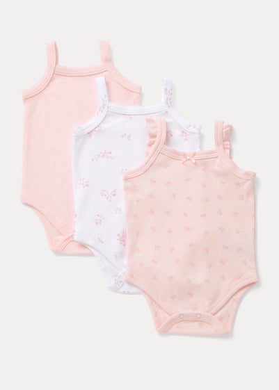 Baby 3 Pack Pink Cami Bodysuits (Newborn-23mths) - Age 0 - 3 Months
