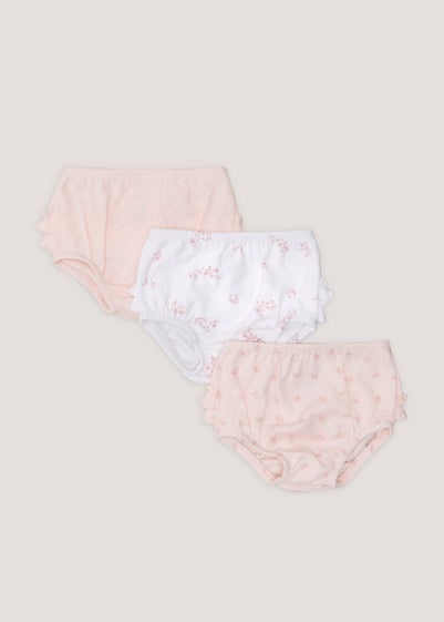 Baby 3 Pack Pink Frill Knickers (Newborn-23mths) - Age 3 - 6 Months