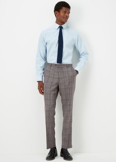 Taylor & Wright Lambeth Charcoal Check Tailored Fit Suit Trousers - 32 Waist Regular