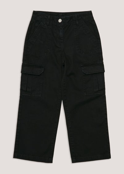 Girls Black Straight Fit Cargo Trousers (4-15yrs) - Age 4 Years