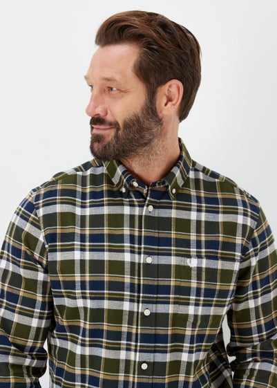 Lincoln Khaki Check Print Textured Shirt