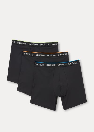 Souluxe 3 Pack Black Sports Boxers - Small