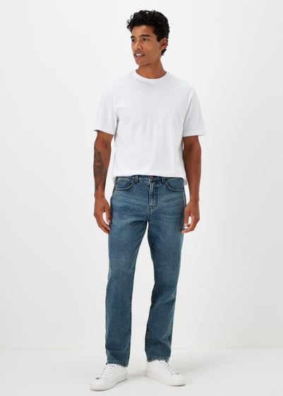 Mid Wash Ultra Comfort Slim Fit Jeans - 28 Waist Short