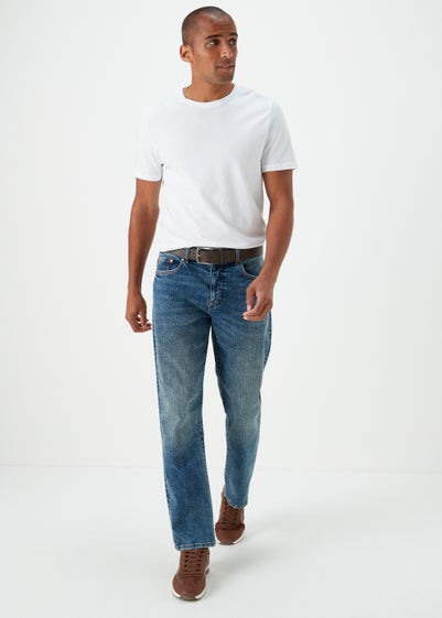 Mid Wash Straight Fit Jeans - 30 Waist Regular