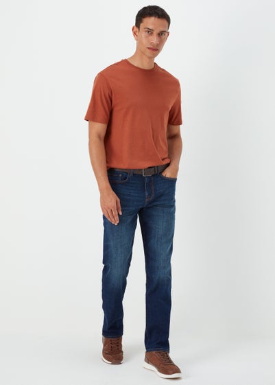 Dark Wash Slim Fit Belted Jeans