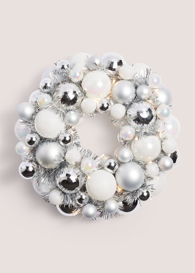 Silver Christmas Bauble Wreath (34cm x 34cm x 11cm)