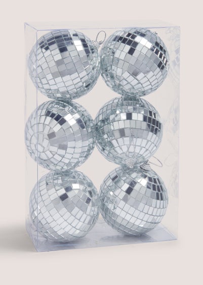 6 Pack Disco Ball Christmas Tree Decorations (8cm)