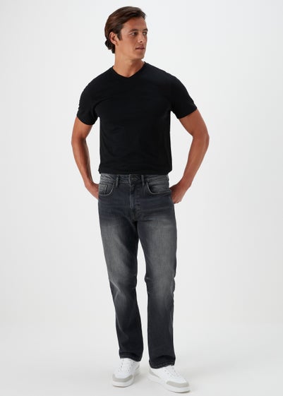 Black Vintage Wash Relaxed Jeans