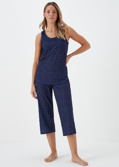 Navy Spot Capri Pyjama Set