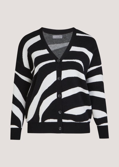 Papaya Curve Black & White Pattern Cardigan