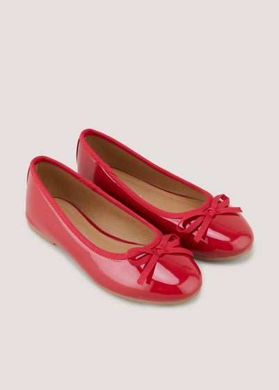 Girls Red Patent Bow Ballet Shoes (Younger 12-Older 5) - Size 12 Infants
