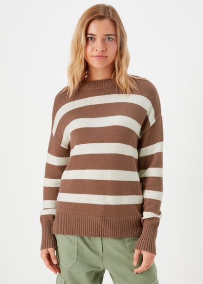 Brown Stripe Jumper - Extra small